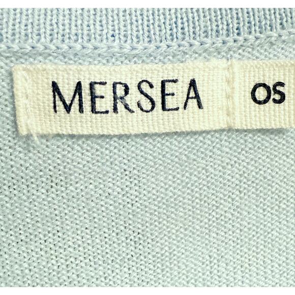 MERSEA Tide Blue /  Cherry Red Amour Sweater With Heart Patch One Size - Picture 3 of 11